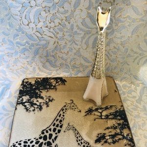 Giraffe plate and perfume bottle (empty)